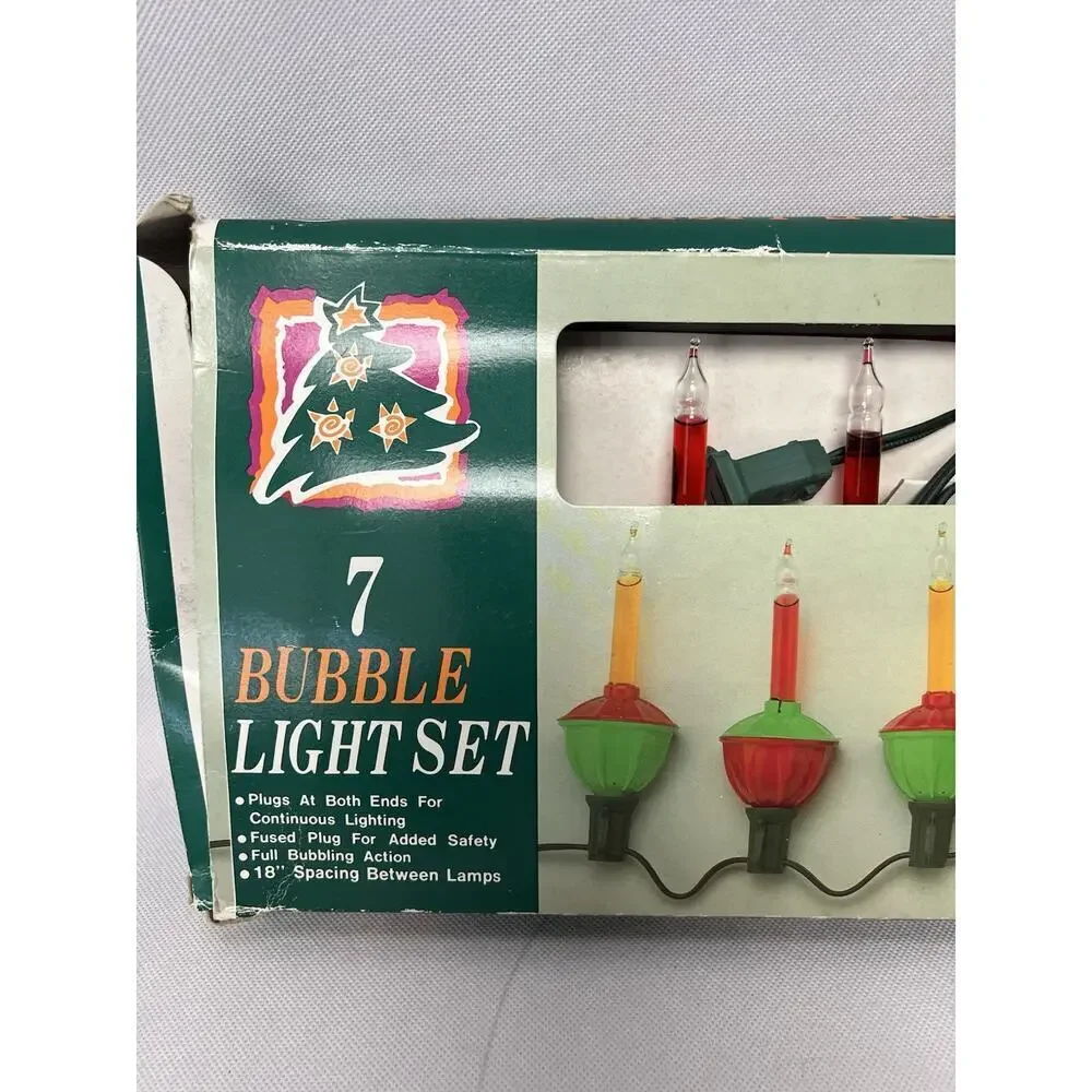 VTG Bubbling Lights Christmas Tree Holiday Decorative - 7 light set